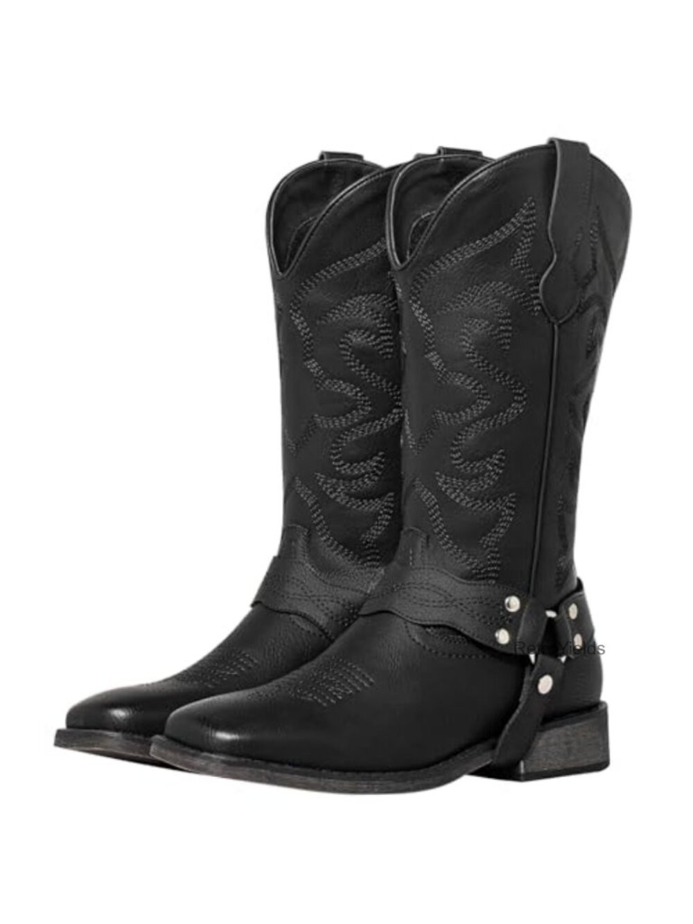 Square Toe Cowboy Boots Wide Calf Faux Leather Western